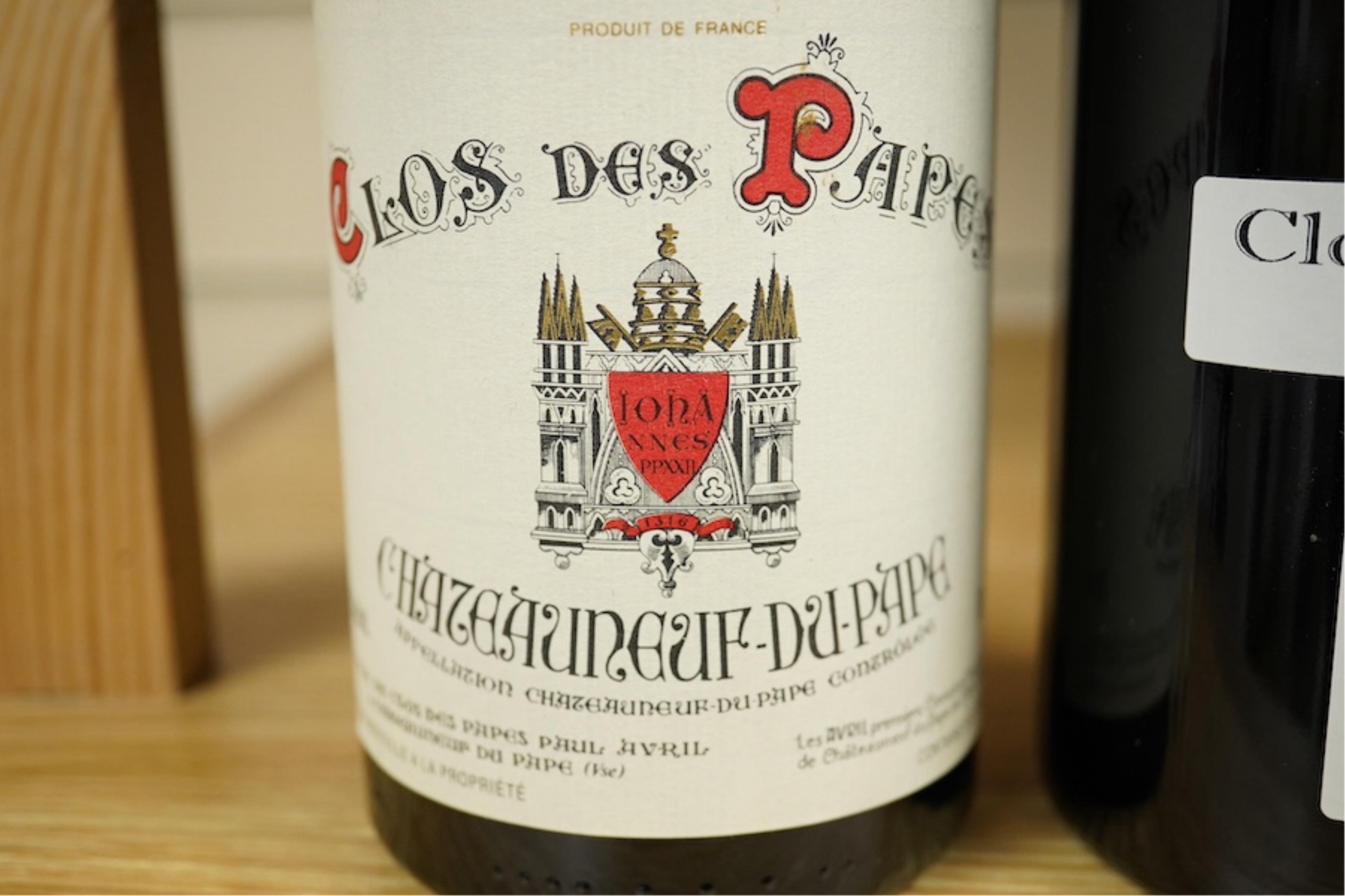 A bottle of Clos de Vougeot, 2008 Grand Cru, Domaine Prieure Roch, Premeaux-Prissey (2239 bouteilles) together with a Clos des Papes Chateauneuf du Pape 2003, Paul Avril (2). Condition - good, both well cellared